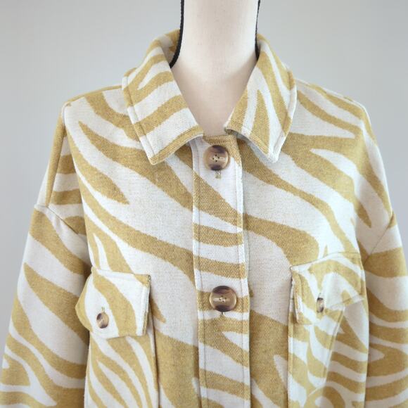 Scoop NYC Gold White Zebra Print Wool Blend Shacket Size XL - Picture 2 of 12